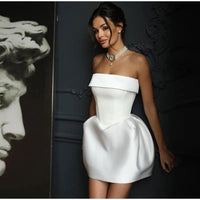 Velnara Women's Cocktail Party Dress Strapless Mini in White