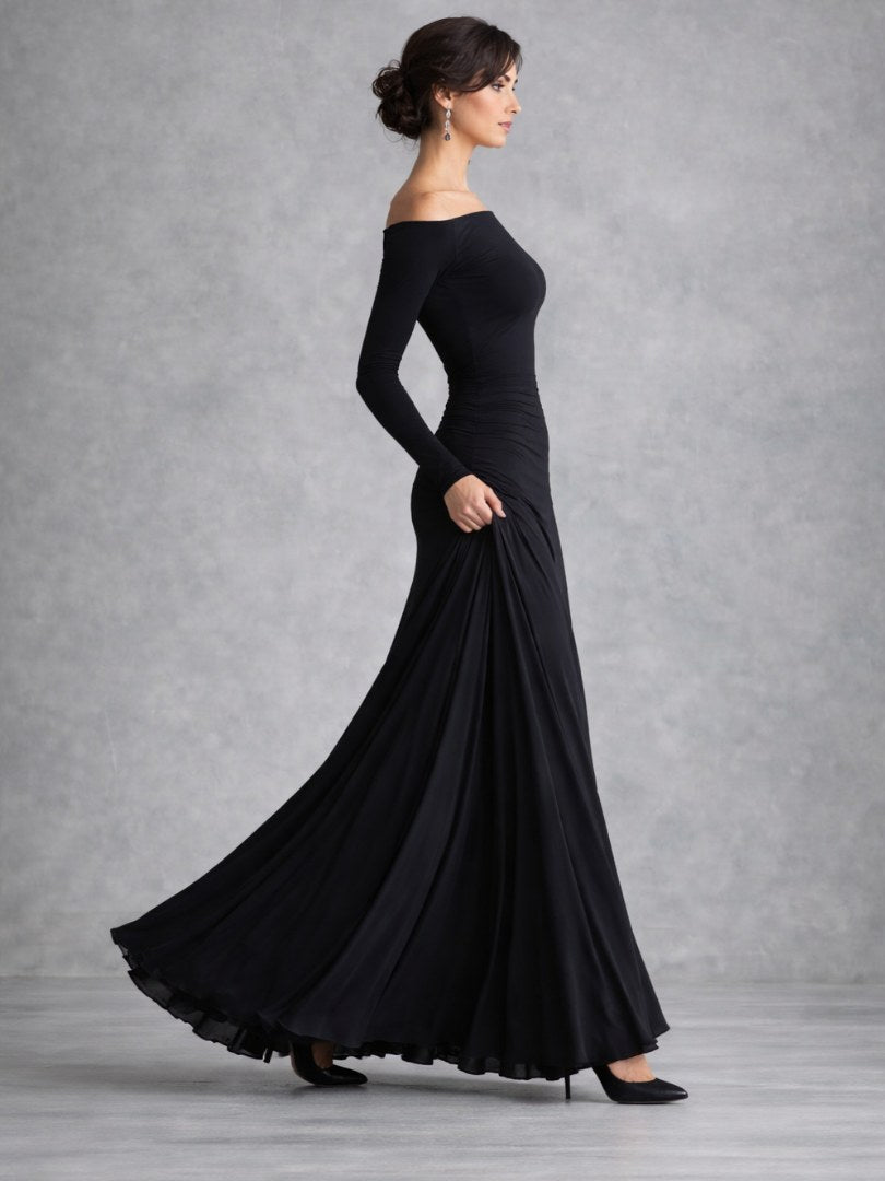 Veltrice Women's Long Sleeve Off-Shoulder Maxi Dress in Black