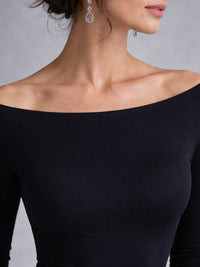 Veltrice Women's Long Sleeve Off-Shoulder Maxi Dress in Black