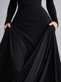 Veltrice Women's Long Sleeve Off-Shoulder Maxi Dress in Black
