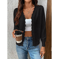Veltrine Women's Knit Cardigan Scalloped Trim in Black