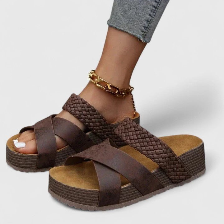 Velvara Women's Strappy Platform Sandals in Brown