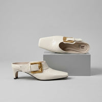 Vera Buckle Accent Mule in Pearl