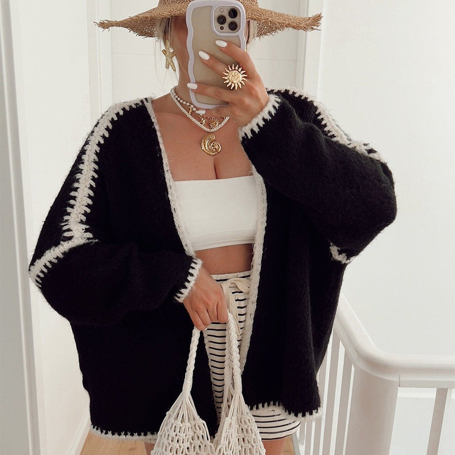 Vera Casual Knit Cardigan in Black