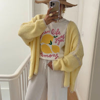 Vera Casual Knit Cardigan in Yellow