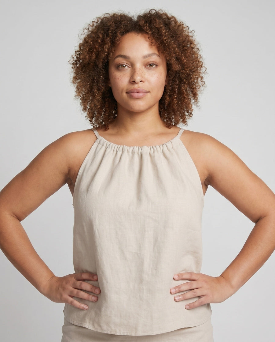 Vera Casual Linen Skirt with Elastic Waist and Pockets