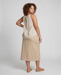 Vera Casual Linen Skirt with Elastic Waist and Pockets