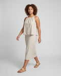 Vera Casual Linen Skirt with Elastic Waist and Pockets