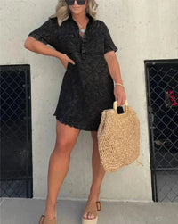 Vera Denim Shirt Dress in Black