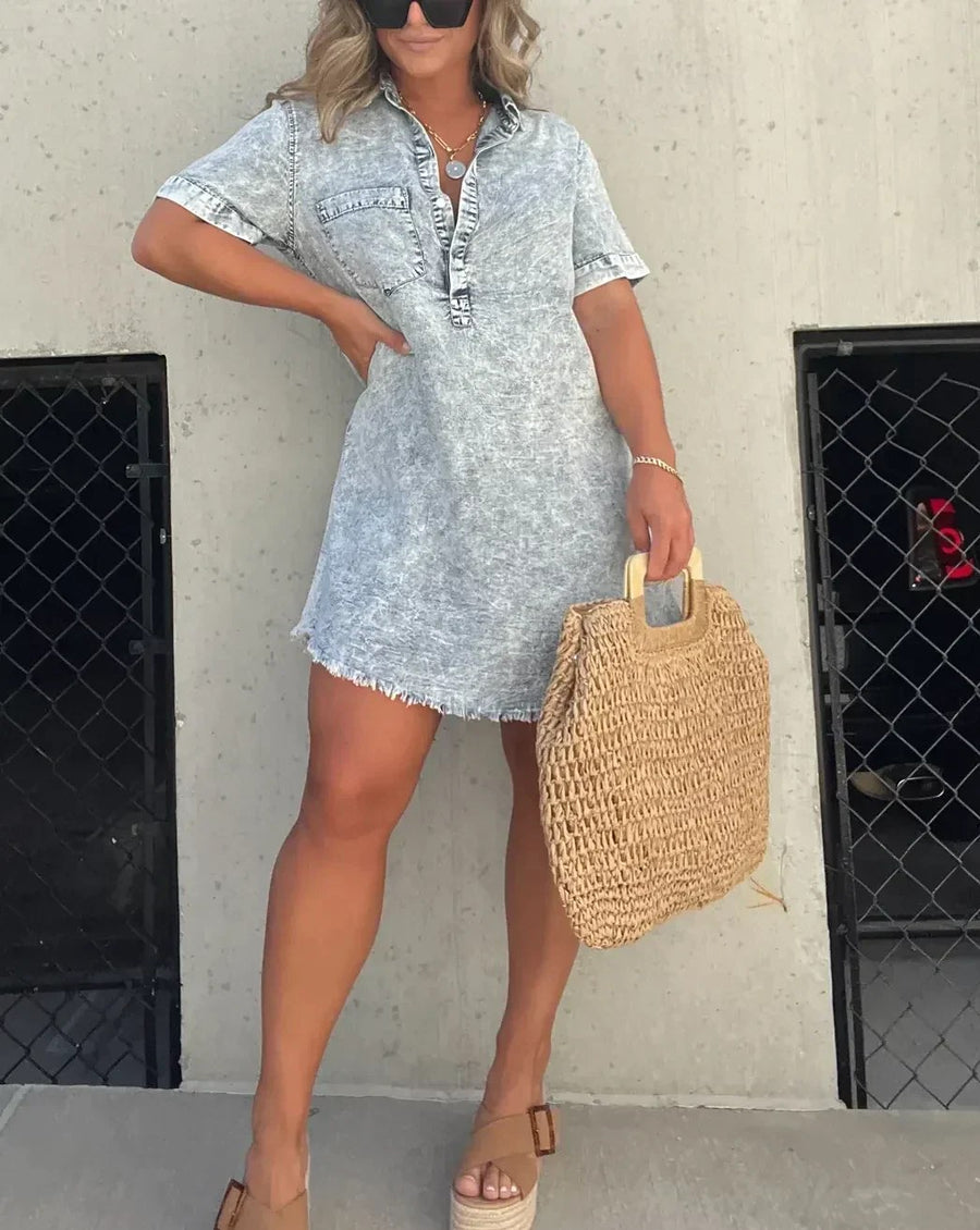 Vera Denim Shirt Dress in Blue
