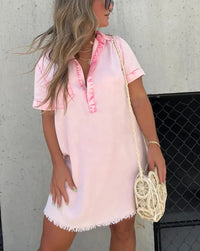 Vera Denim Shirt Dress in Pink