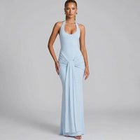 Vera Halter Knot Maxi Dress in Azure