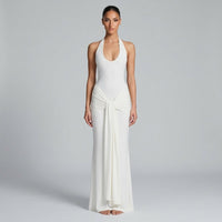 Vera Halter Knot Maxi Dress in Ivory