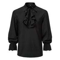 Vera Lace Blouse with Ruffles in Black