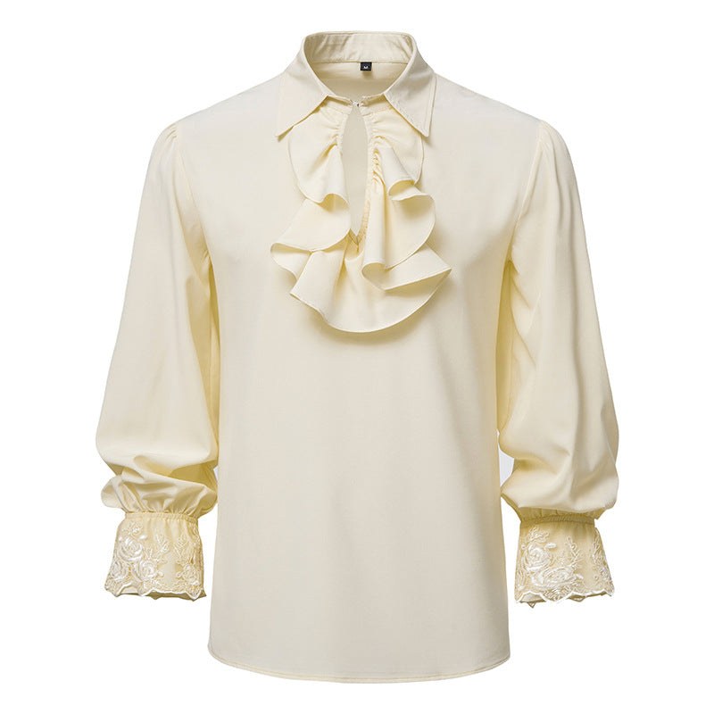 Vera Lace Blouse with Ruffles in Khaki