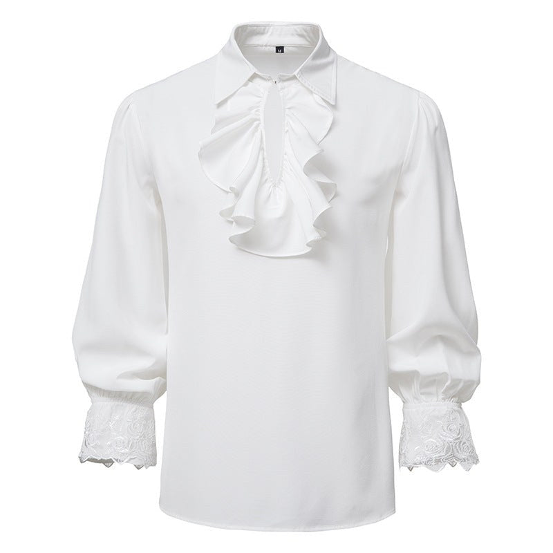 Vera Lace Blouse with Ruffles in White