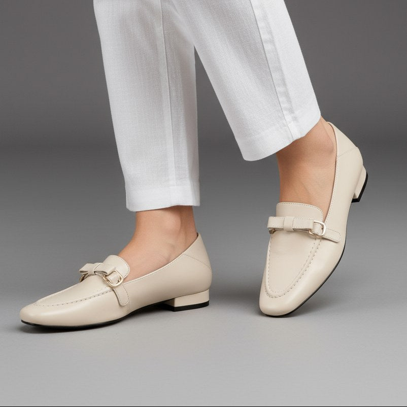 Vera Leather Loafer in Pearl