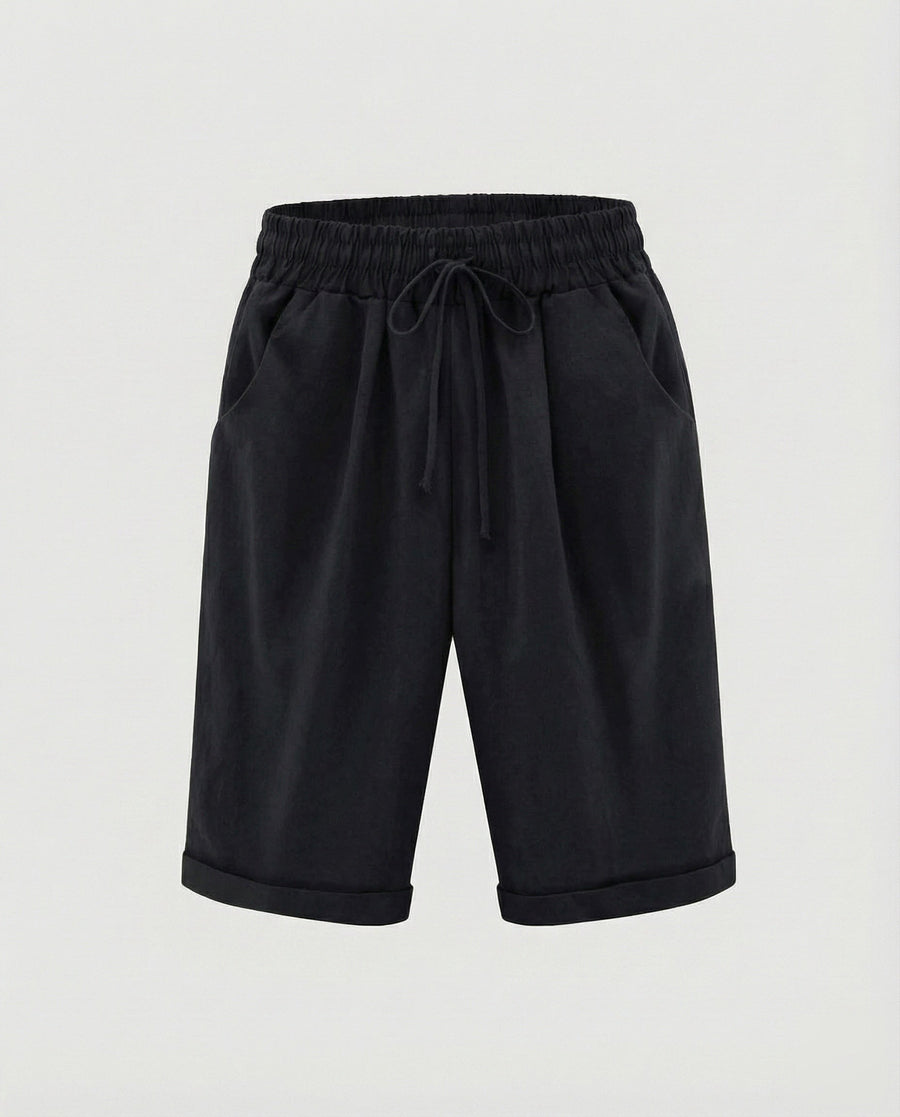 Vera Linen Blend Shorts in Black