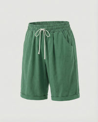 Vera Linen Blend Shorts in Green