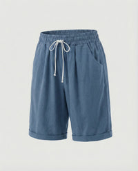 Vera Linen Blend Shorts in Light Blue