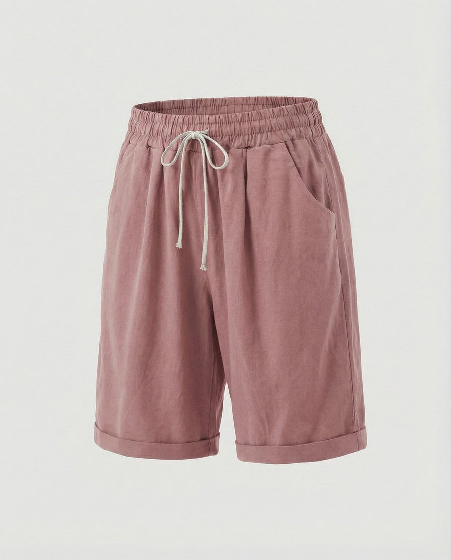 Vera Linen Blend Shorts in Pink