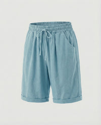 Vera Linen Blend Shorts in Seegrün