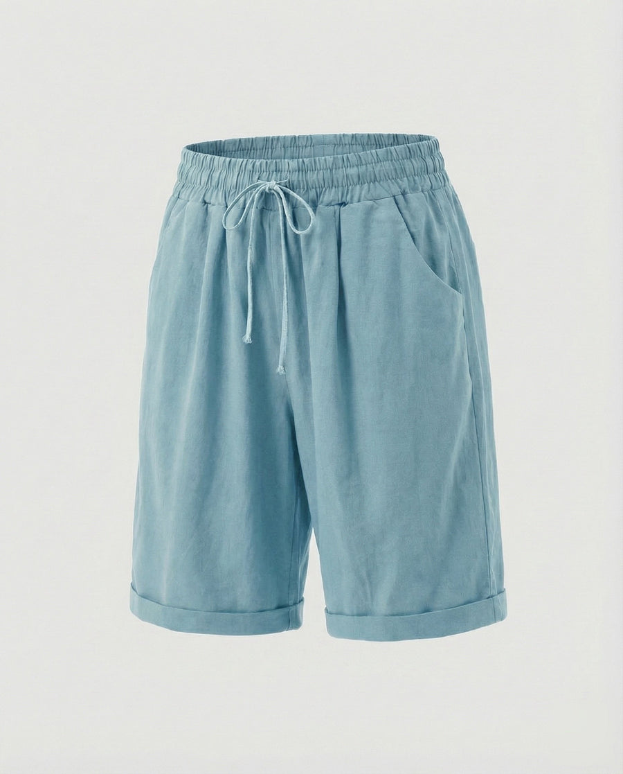Vera Linen Blend Shorts in Seegrün