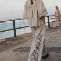 Vera Linen Trousers with Embroidery