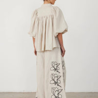 Vera Linen Trousers with Embroidery