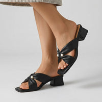 Vera Pearl Twist Mule in Charcoal