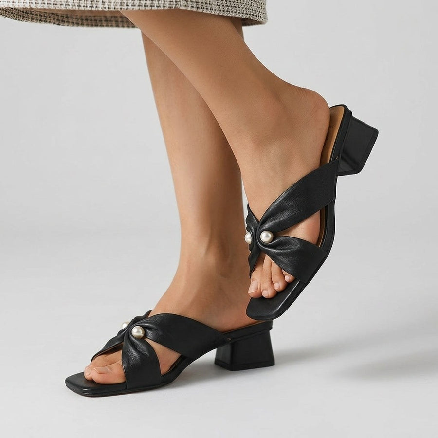 Vera Pearl Twist Mule in Charcoal