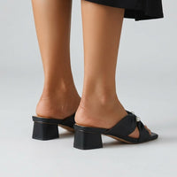 Vera Pearl Twist Mule in Charcoal