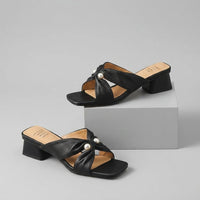 Vera Pearl Twist Mule in Charcoal