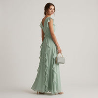 Vera Ruffle Wrap Maxi Dress in Sage