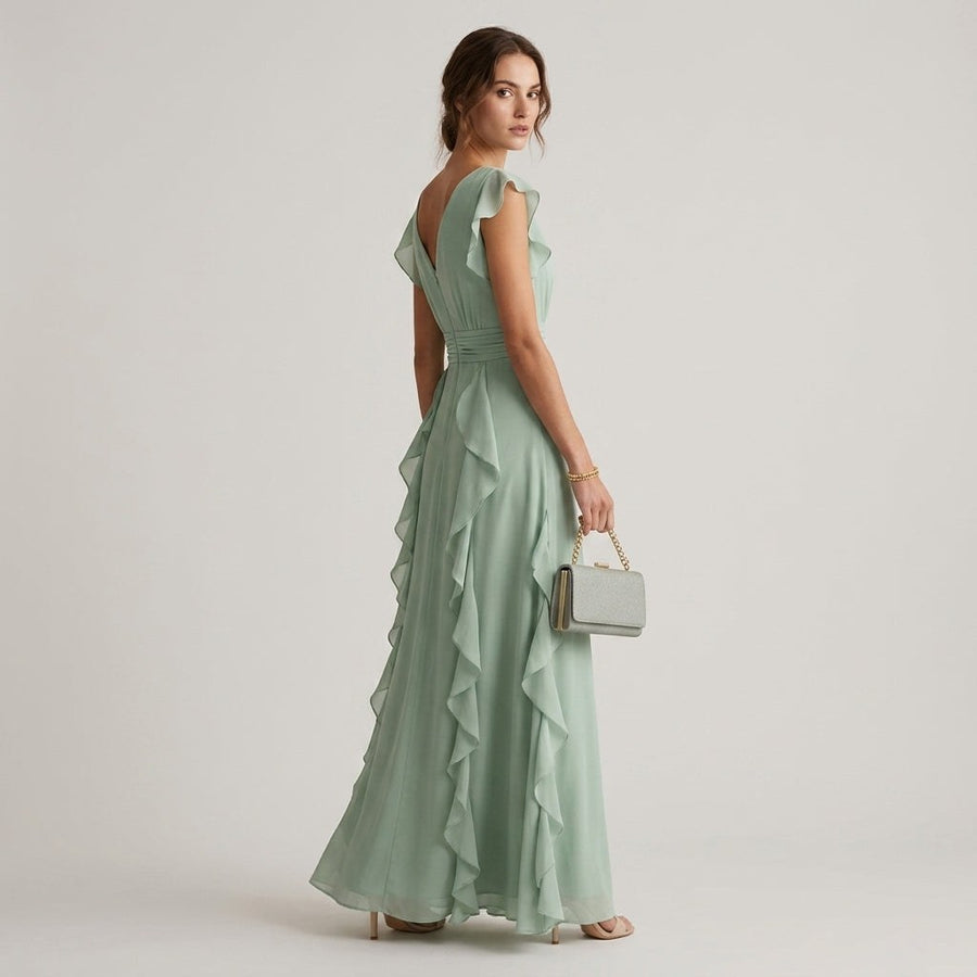 Vera Ruffle Wrap Maxi Dress in Sage