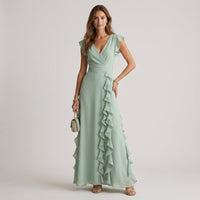 Vera Ruffle Wrap Maxi Dress in Sage