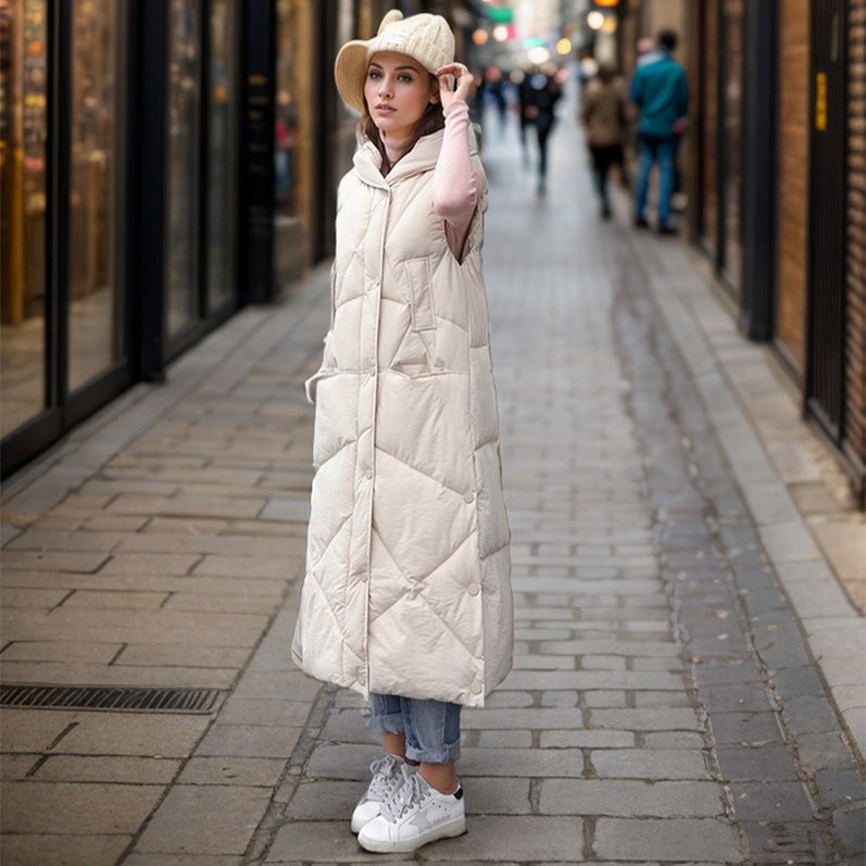 Vera Vest with Pockets and Hood in Beige