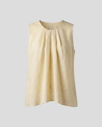 Verena Casual Linen Top with Sleeveless and Pleated in Light Yellow