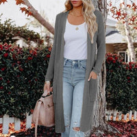 Verity Casual Knit Coat with Pockets in Dark Grey