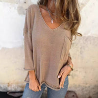 Verity Casual Knit Top with V-Neck