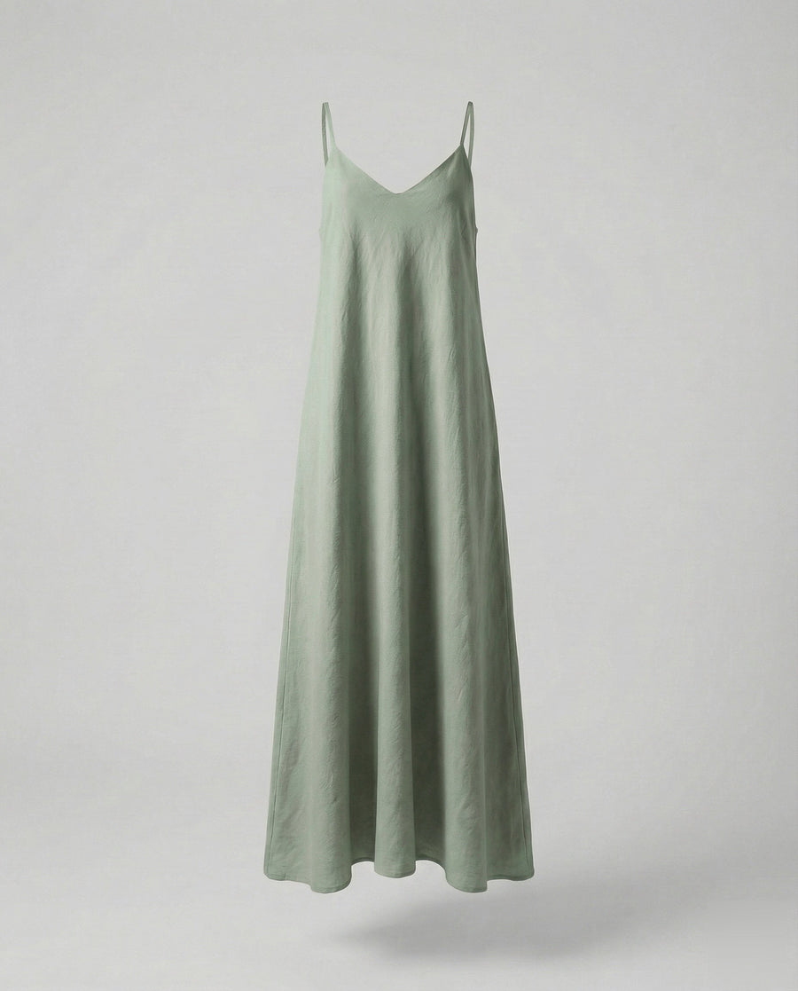 Verity Linen Dress in Pfauengrün