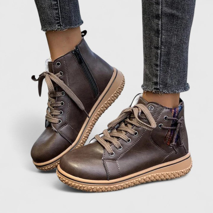 Verity Women's Lace-Up Ankle Boots in Brown
