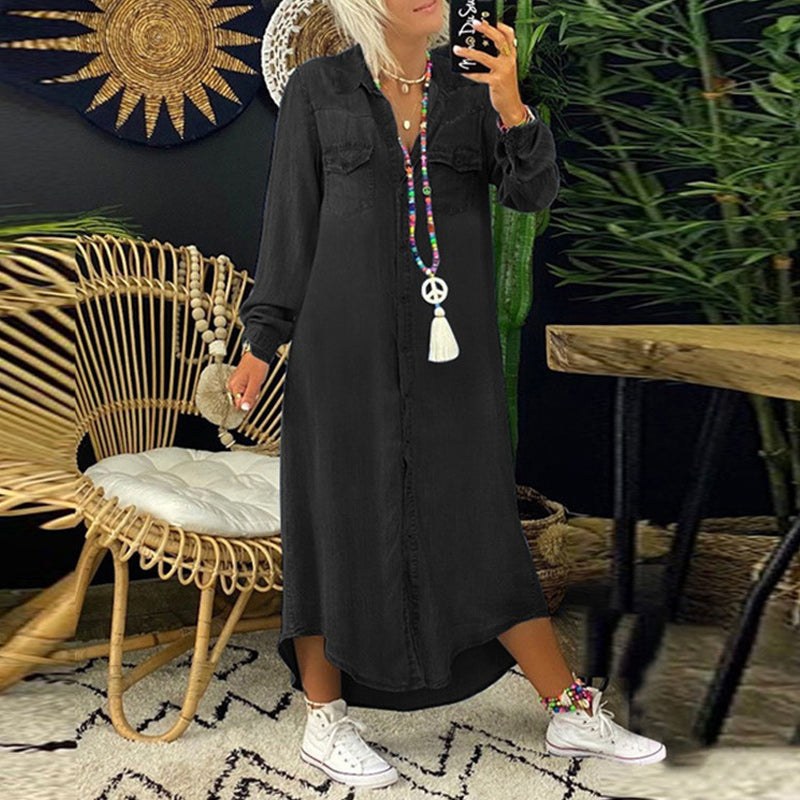 Verity™ Long Sleeve Maxi Dress in Black