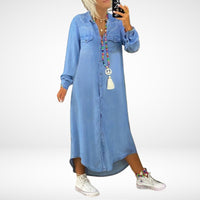 Verity™ Long Sleeve Maxi Dress in Dark Blue