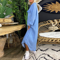 Verity™ Long Sleeve Maxi Dress in Dark Blue