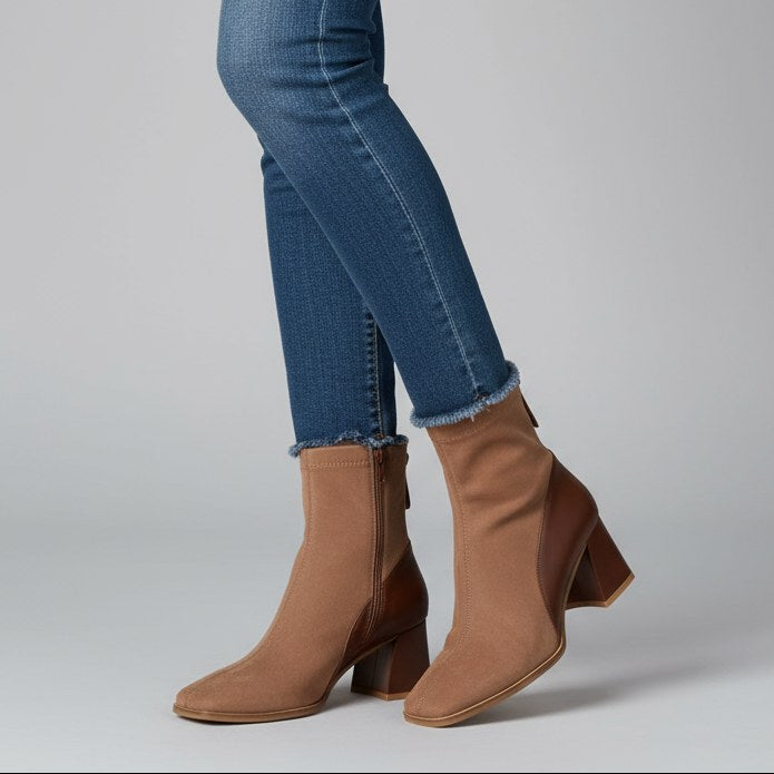 Verona Suede Ankle Boot in Sienna Brown