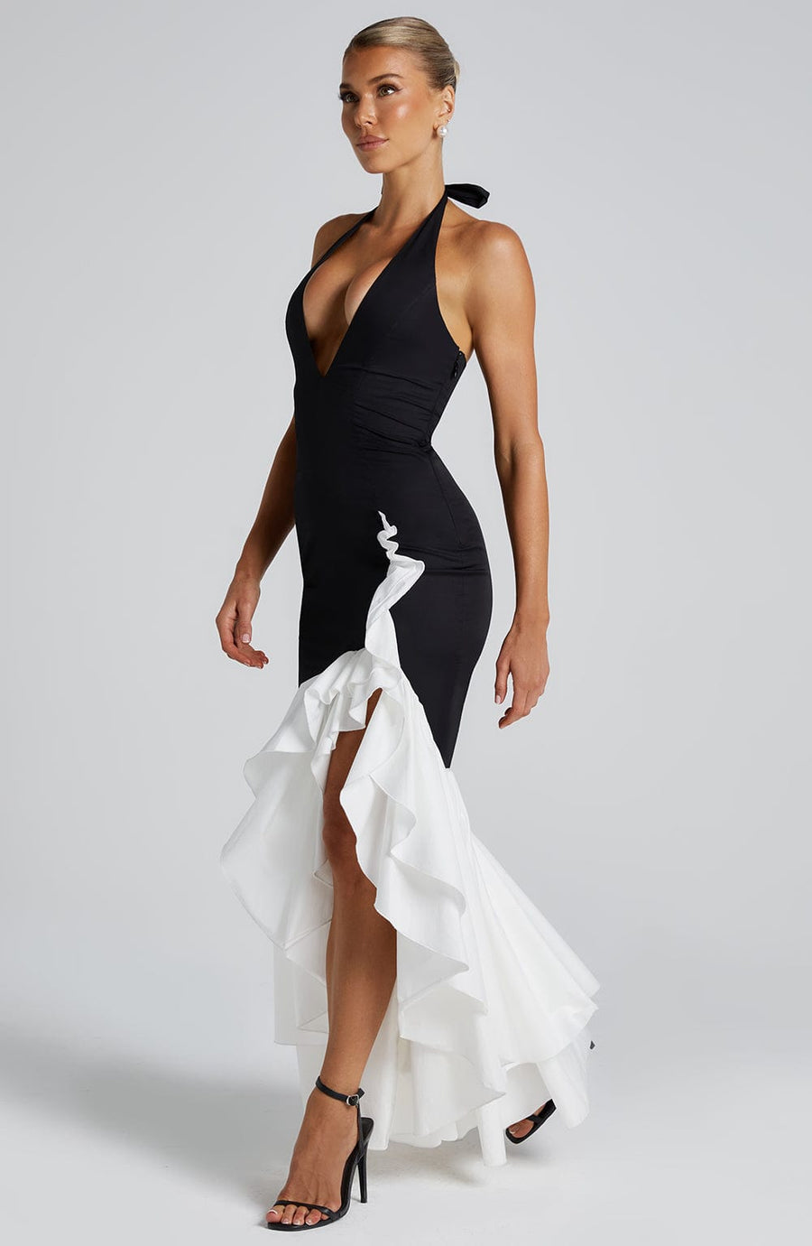 Saffron Maxi Dress – Black/White