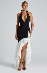 Saffron Maxi Dress – Black/White