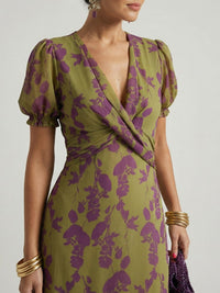 Vervaine Women's Floral Midi Wrap Dress in Floral