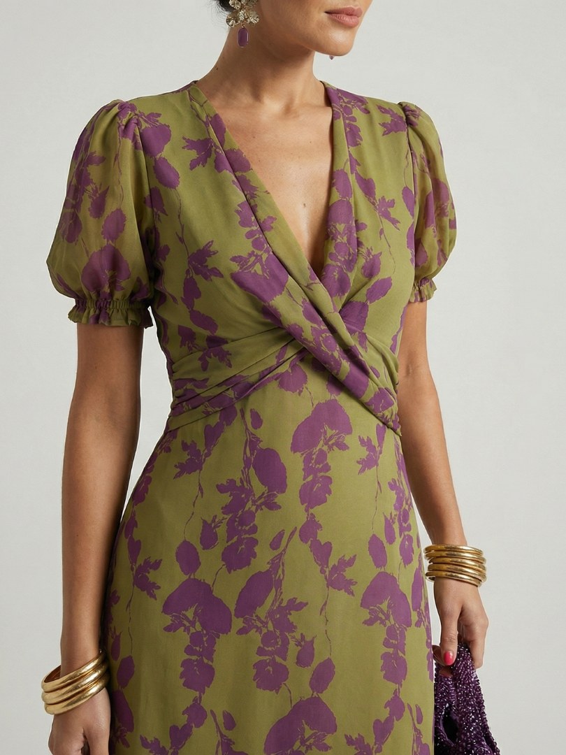 Vervaine Women's Floral Midi Wrap Dress in Floral